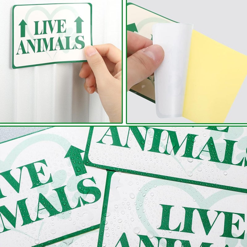 Geyee 18 قطعة ملصقات حيوانات حية لصناديق شحن الطائرات ملصقات حيوانات حية مع سهم هش للحيوانات الثديية ملصقات الشحن للتغليف - Image 4